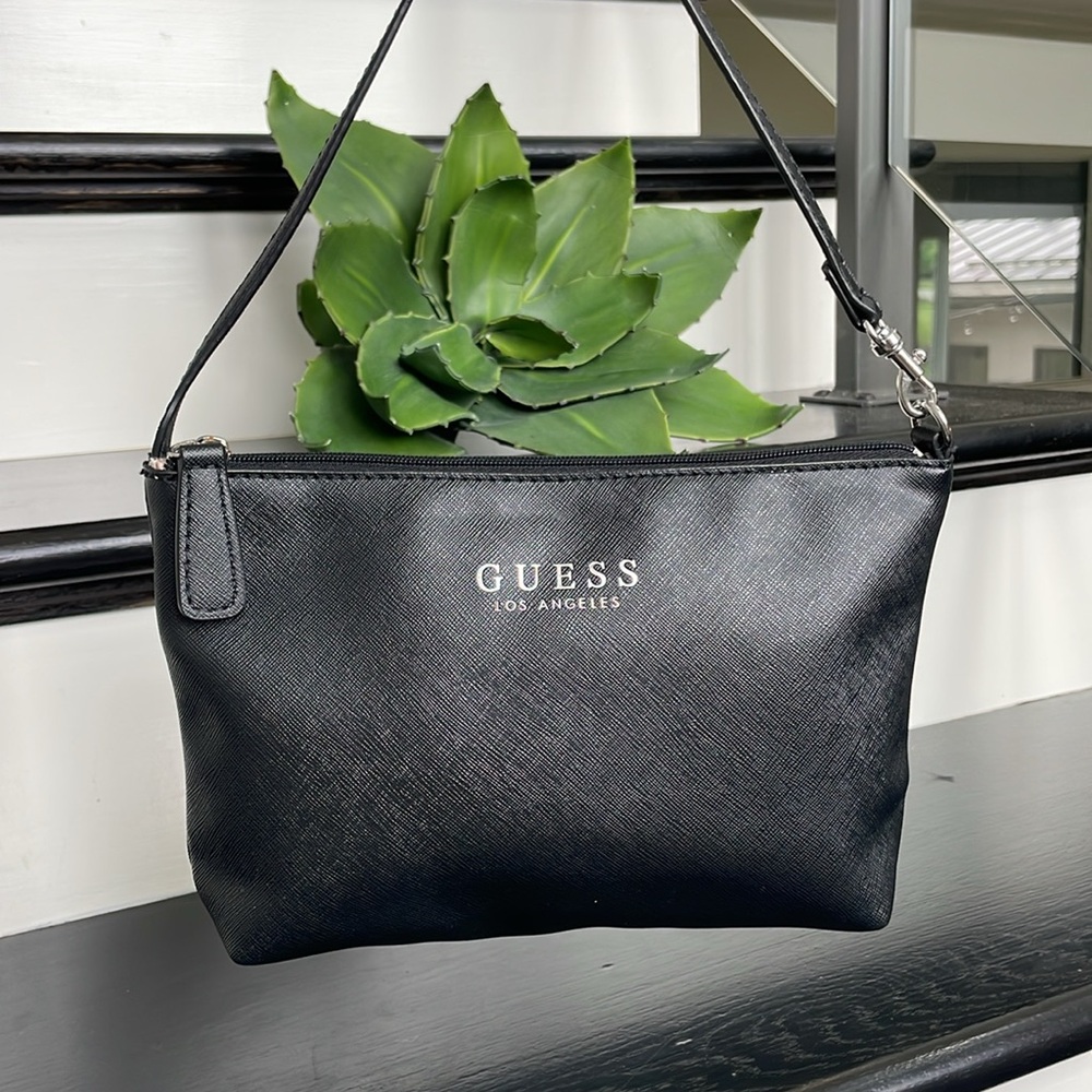 New Guess shoulder satchel handbag purse black silver